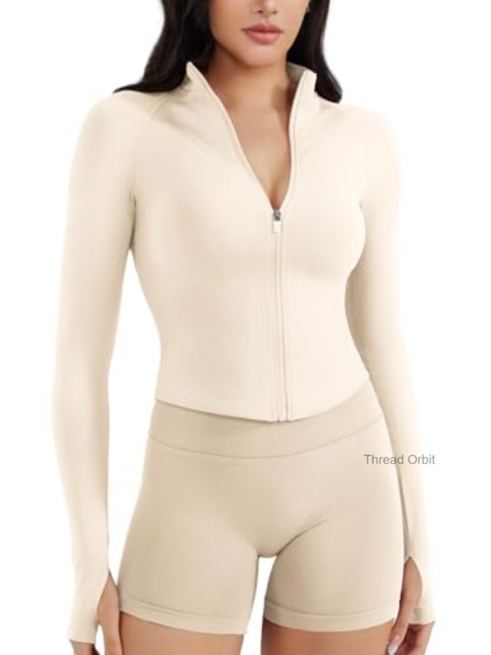 Women's Athletic Zip Jacket Cropped Long Sleeve Workout Top